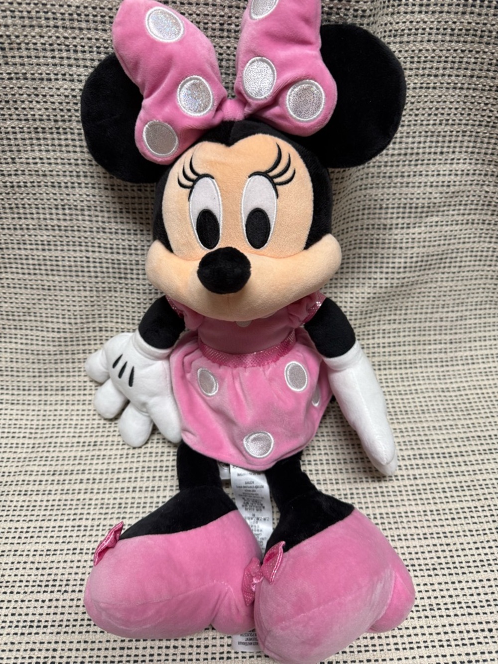 🔥🔥5/$25! Disney Minnie Mouse Plush in Pink with Silver Polka Dots Large 20in